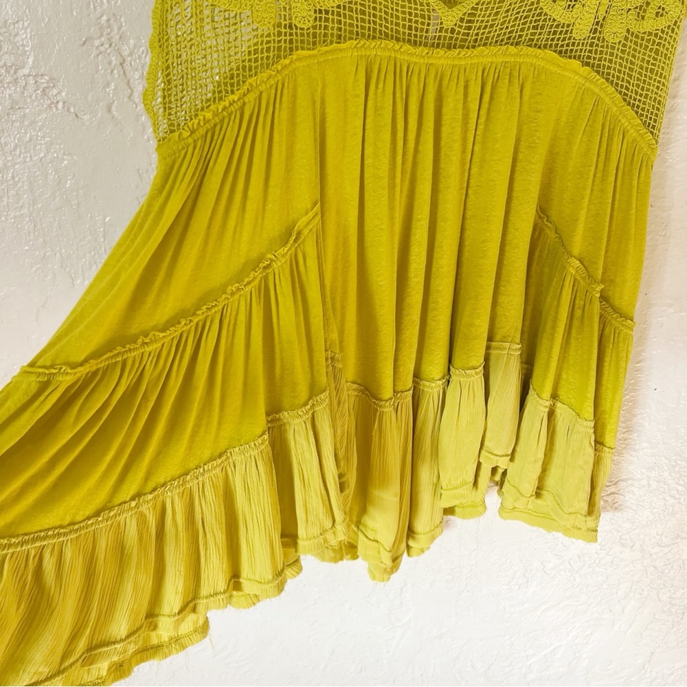 Free People Boho Crochet Pleated Asymmetrical Tunic - Picture 3 of 7
